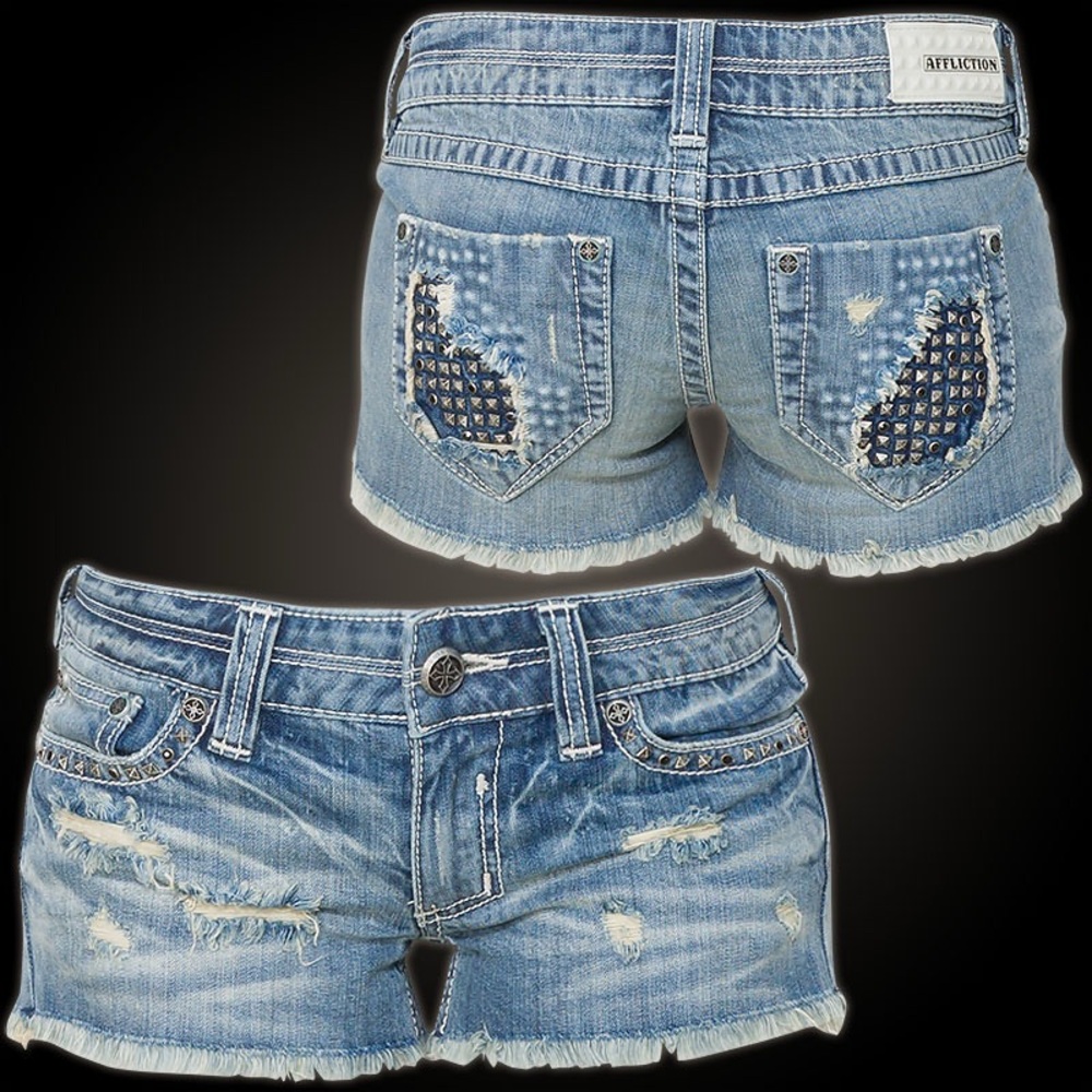 Affliction Black Premium Vikki Blue Jean Stretch Short Size 27